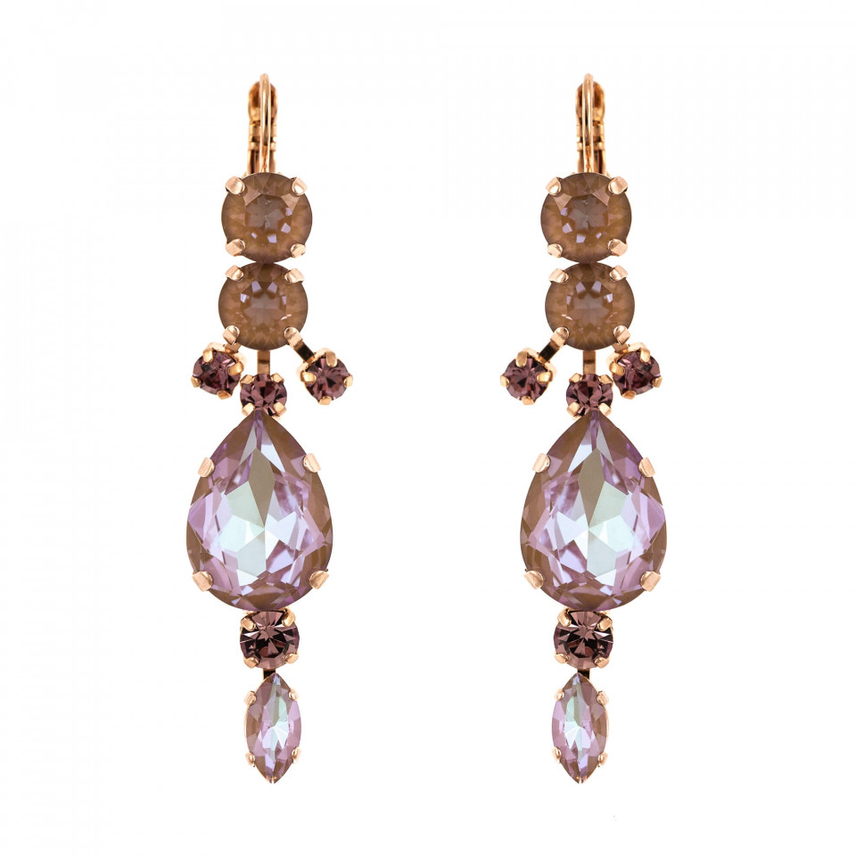 Cercei placati cu Aur roz de 24K, cu cristale Swarovski, Cappuccino DeLite | 1068/4-148212RG6