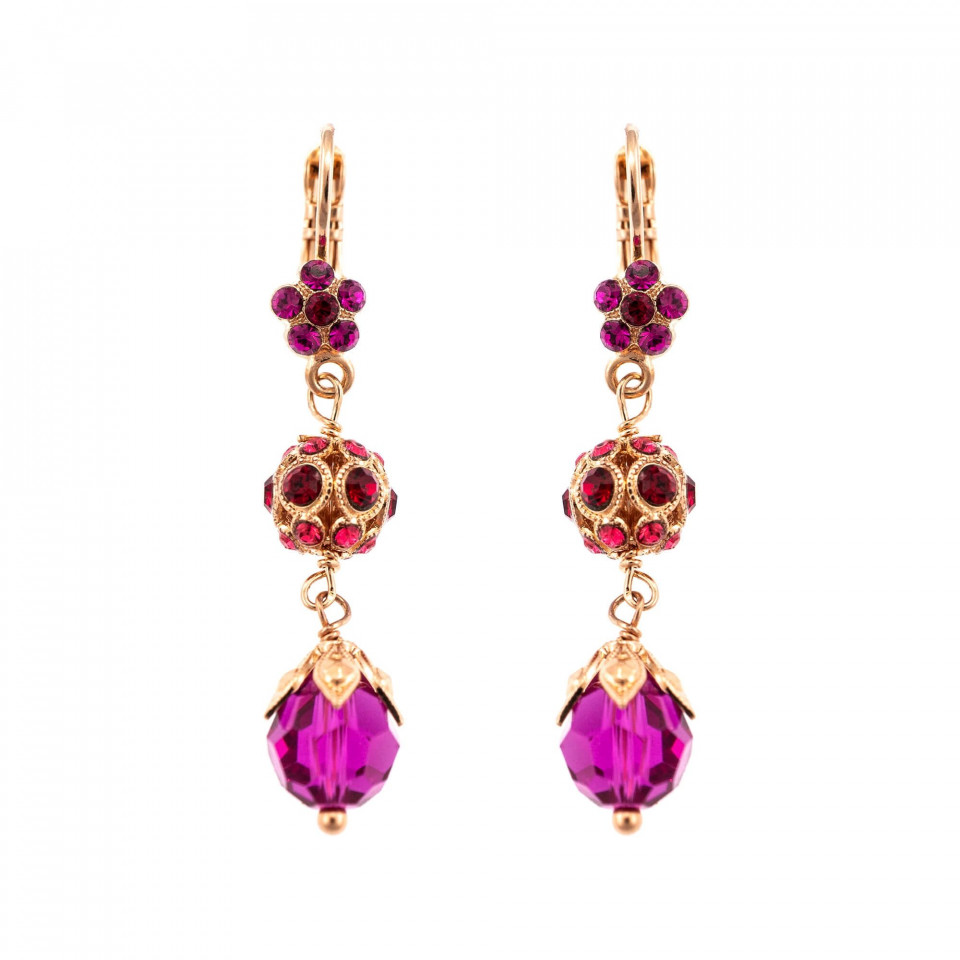 Cercei placati cu Aur roz de 24K, cu cristale Swarovski, FireFly | 1134-2140RG6 Roxannes - Mariana Jewellery