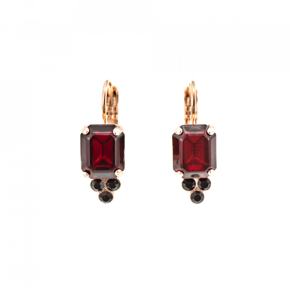 Cercei placati cu Aur roz de 24K, cu cristale Swarovski, Lady In Red | 1009-208208RG6