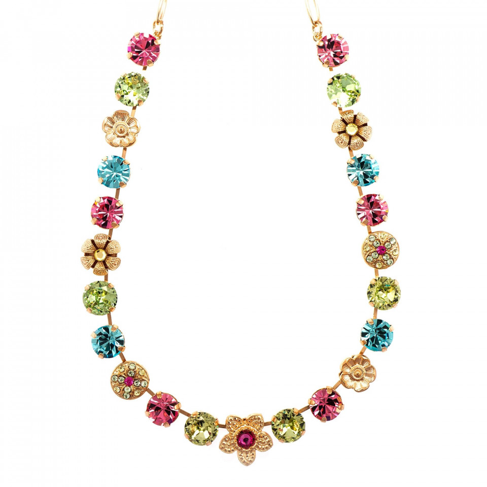 Colier placat cu Aur roz de 24K, cu cristale Swarovski, Spring Flowers | 3308-2141RG