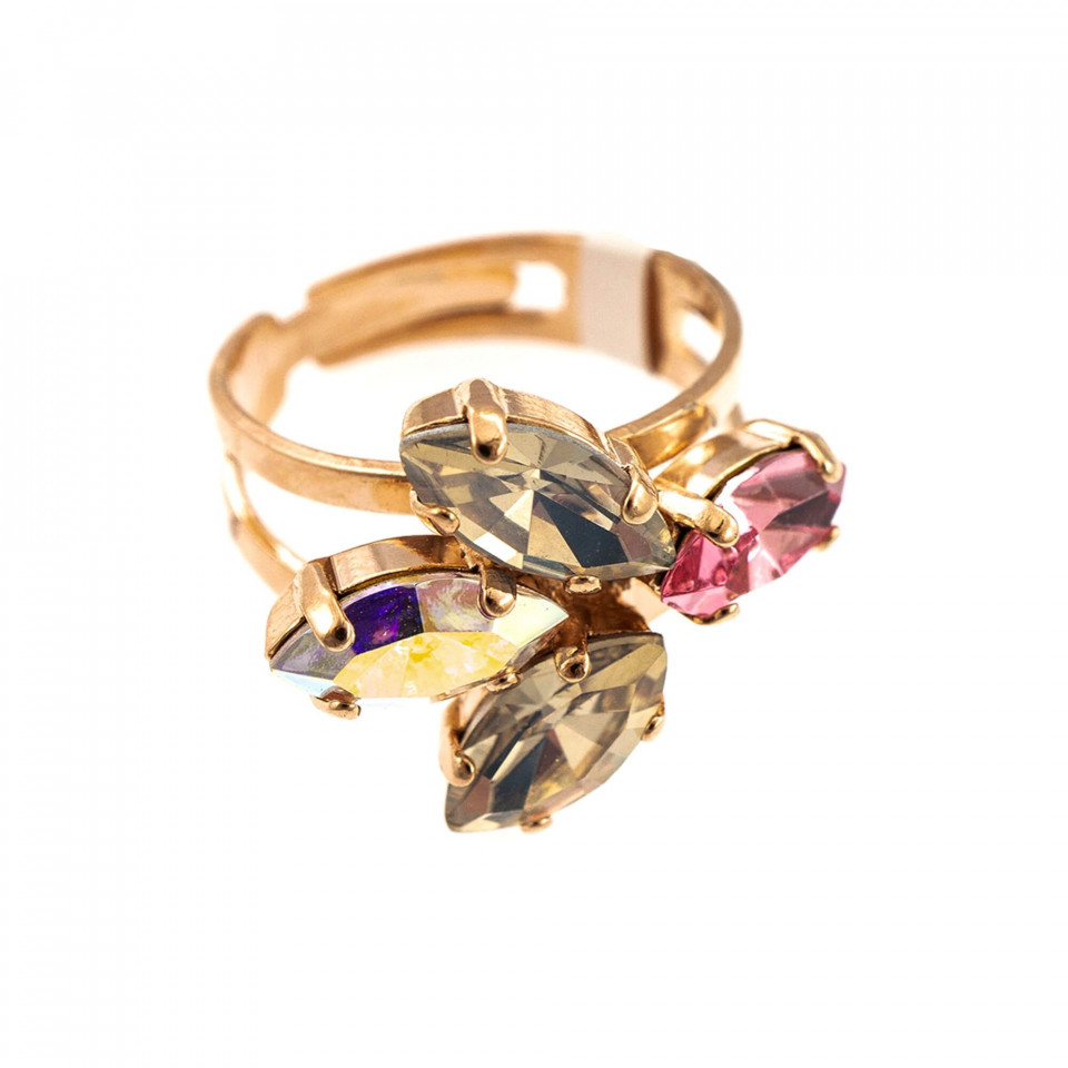 Inel placat cu Aur roz de 24K, cu cristale Swarovski, Aura | 7238/5-1112RG