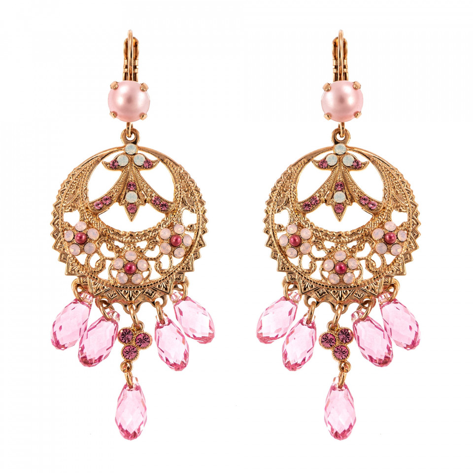 Cercei placati cu Aur roz de 24K, cu cristale Swarovski, Antigua | 1043/1-223-1RG6