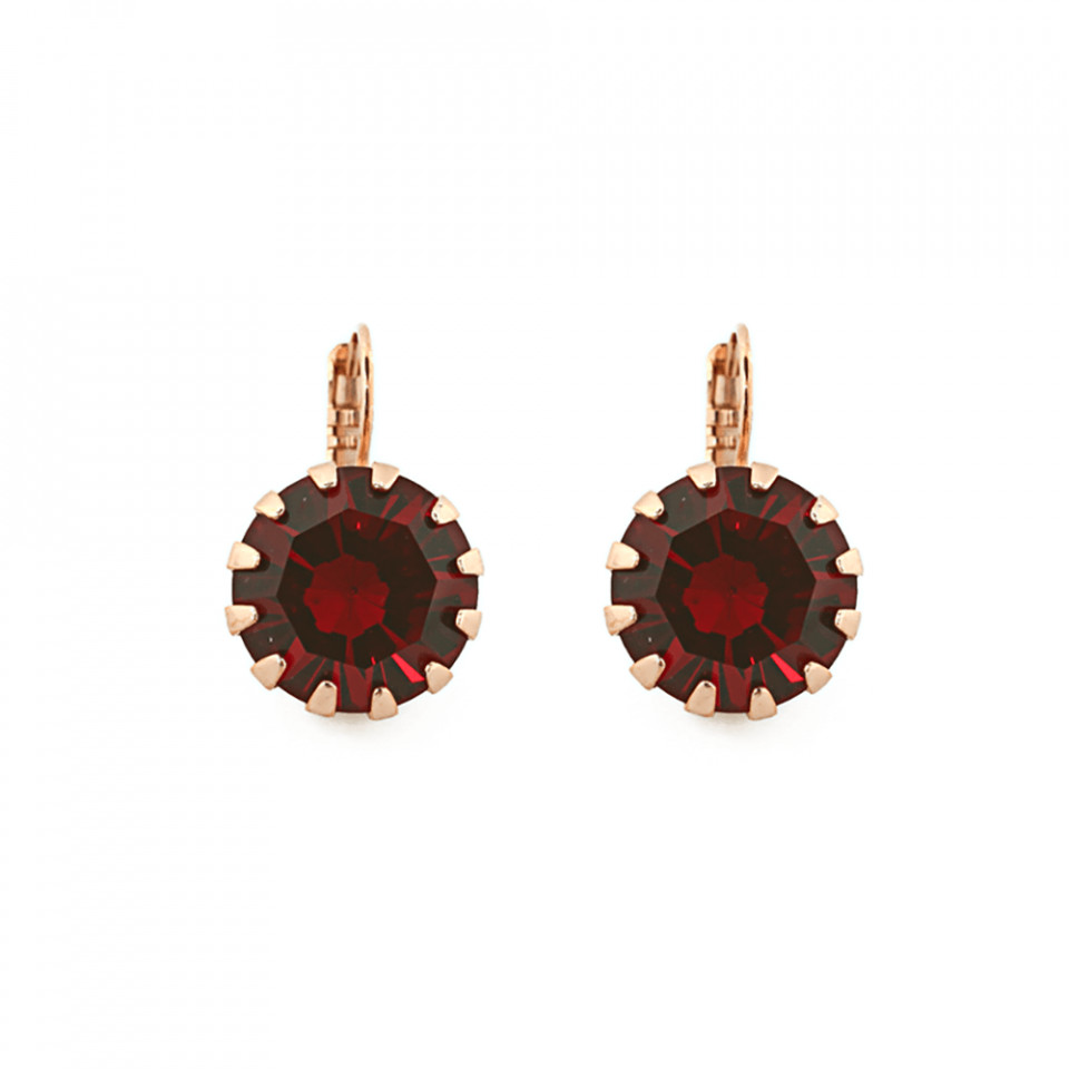 Cercei placati cu Aur roz de 24K, cu cristale Swarovski, Lady In Red | 1133/1-208Srg6