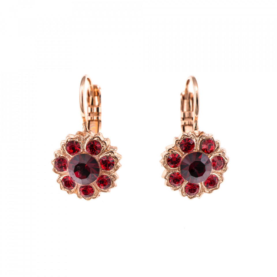 Cercei placati cu Aur roz de 24K, cu cristale Swarovski, Lady In Red | 1411/2-1070RG6