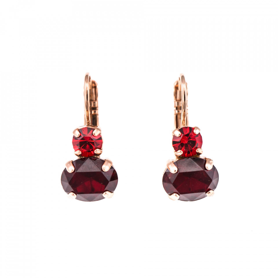 Cercei placati cu Aur roz de 24K, cu cristale Swarovski, Lady In Red | 1462-1070RG6