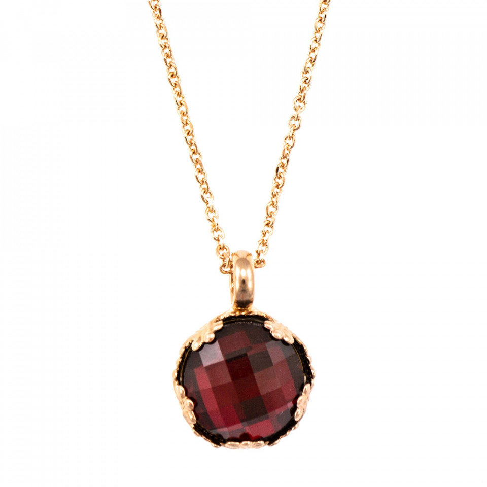 Pandantiv cu lant placat cu Aur roz de 24K, cu cristale Swarovski, Lady In Red | 5323/2-502ARG