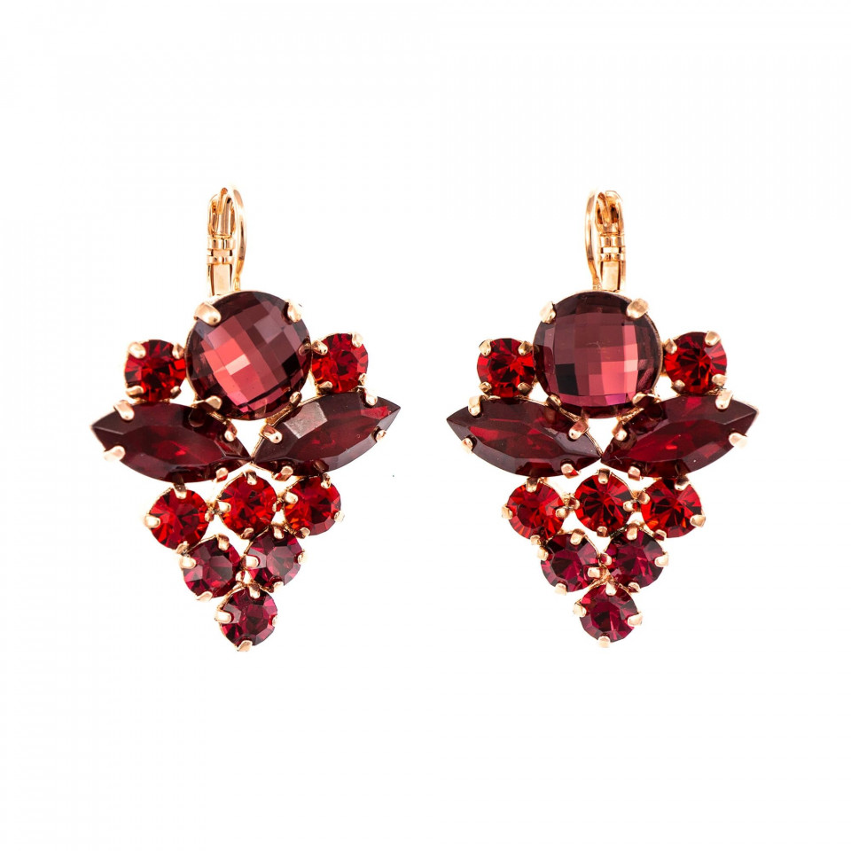 Cercei placati cu Aur roz de 24K, cu cristale Swarovski, Lady In Red | 1037R/1-1070RG6