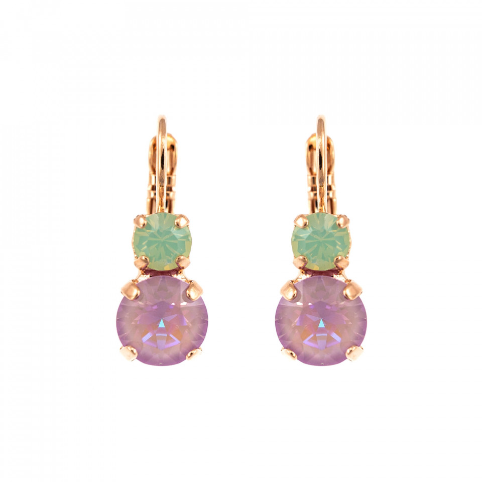 Cercei placati cu Aur roz de 24K, cu cristale Swarovski, Lavender | 1190-1910RG6