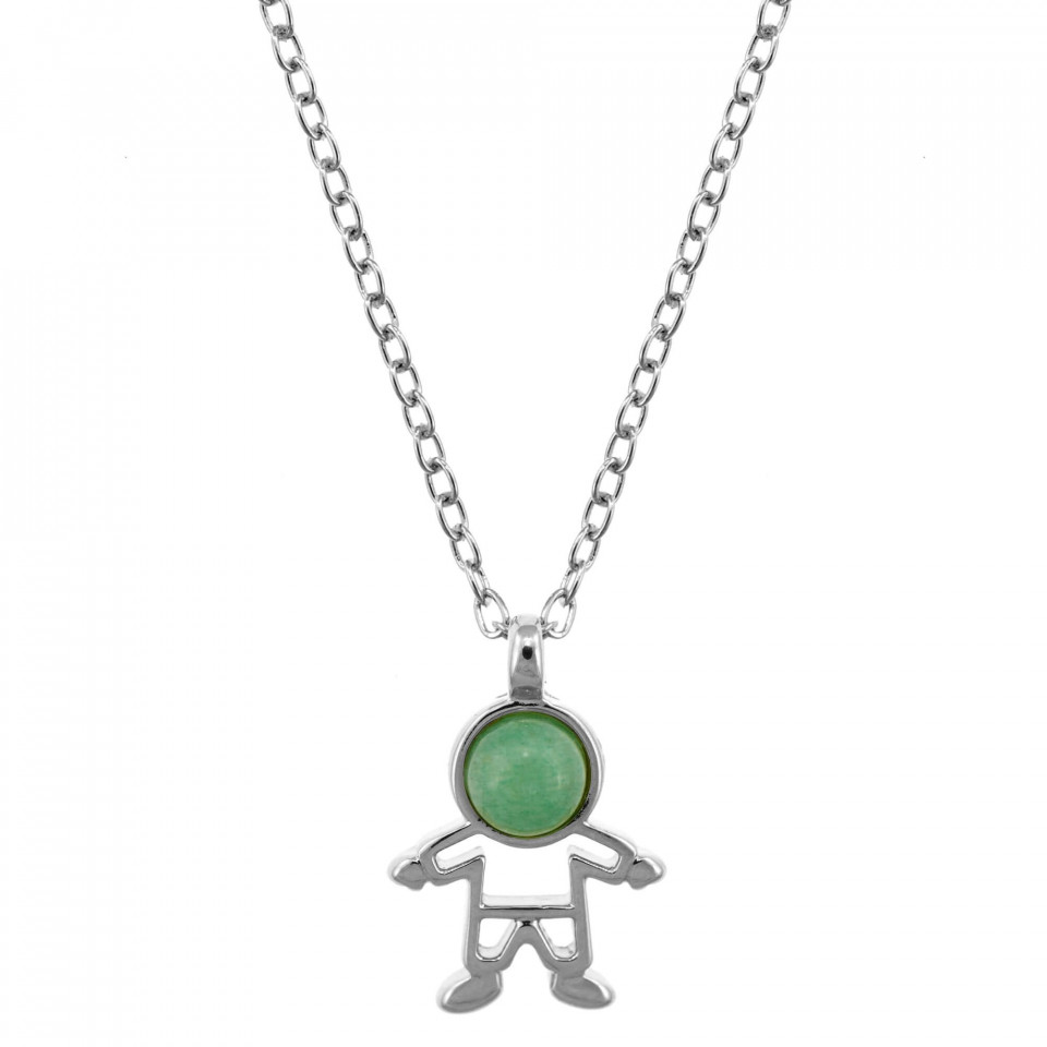 Colier placat cu argint - The Precious Little Boy si piatra semipretioasa Quartz Verde