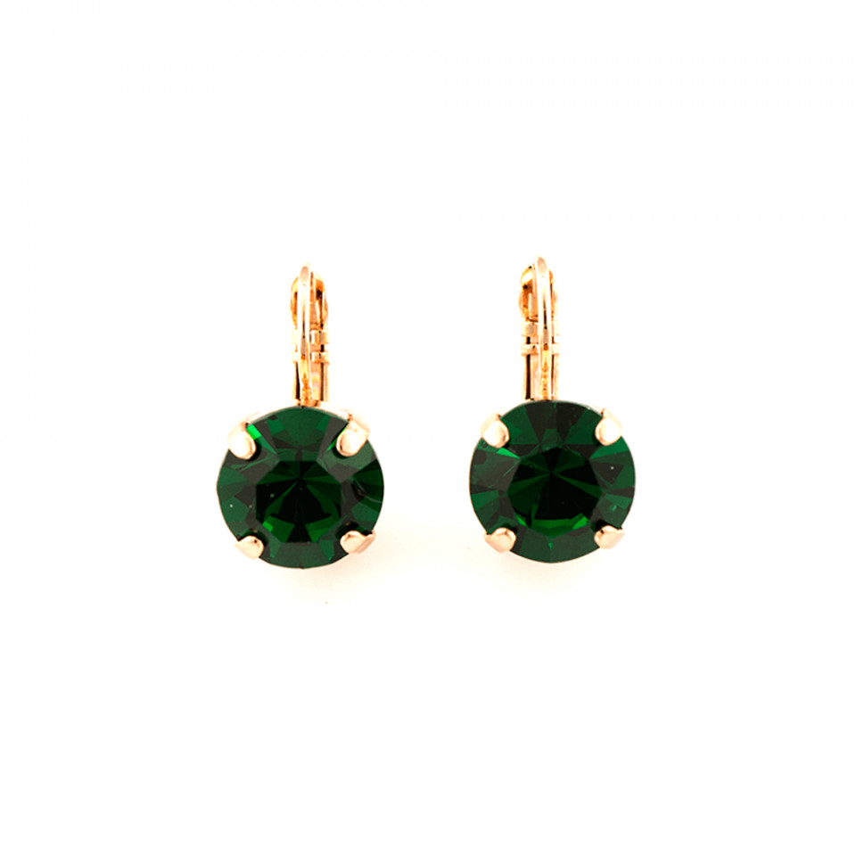 Cercei placati cu Aur roz de 24K, cu cristale Swarovski, Emerald | 1448-205RG6