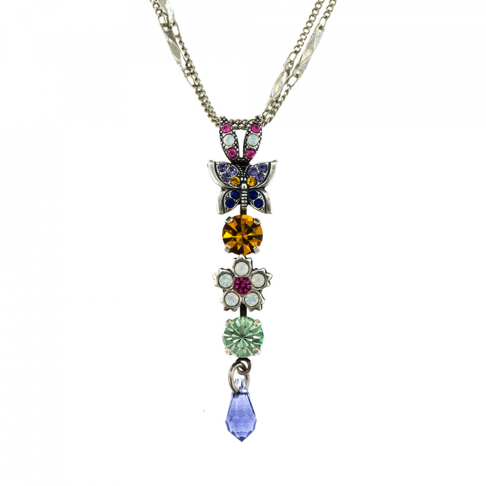 Pandantiv cu lant placat cu Argint 925, cu cristale Swarovski, Flower Power | 5414/2-M803SP