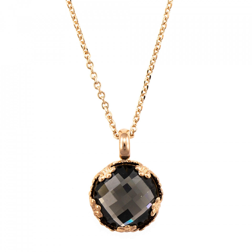 Pandantiv cu lant placat cu Aur roz de 24K, cu cristale Swarovski, Black Diamond | 5323/2-215ARG