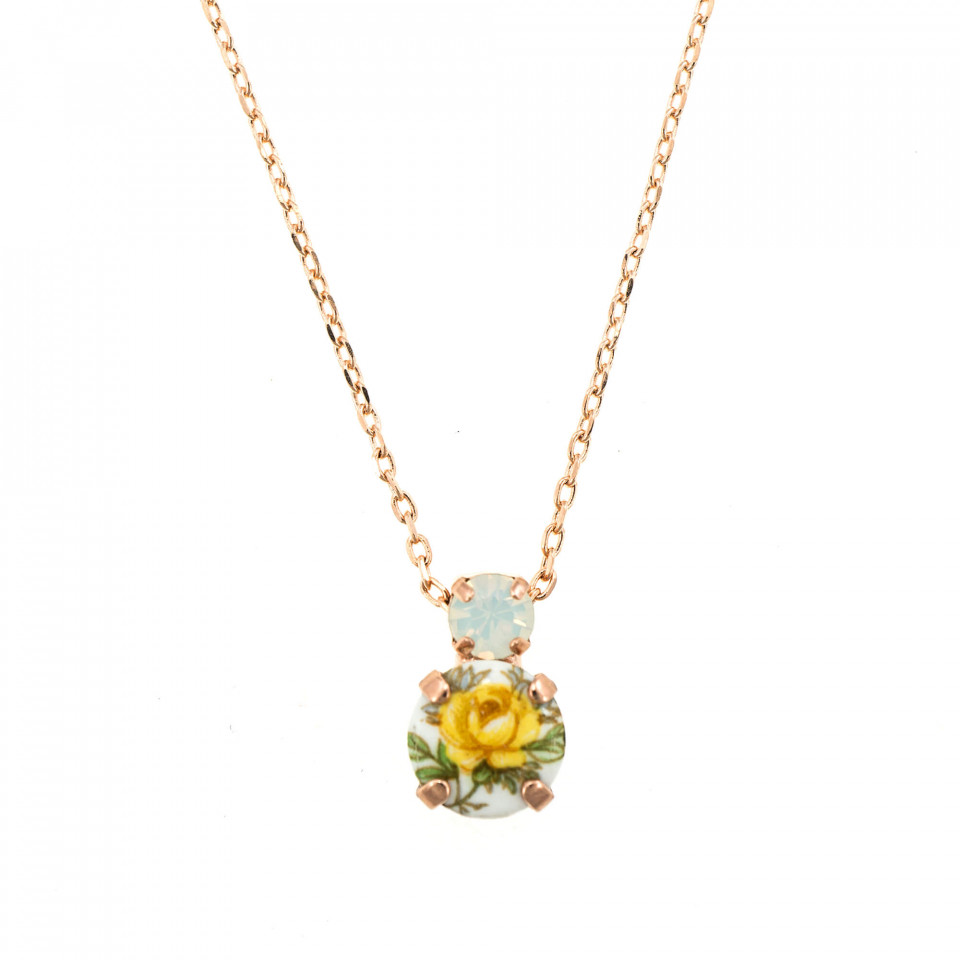 Pandantiv cu lant placat cu Aur roz de 24K, cu cristale Swarovski, Yellow Brick Road | 5062/1-203RG