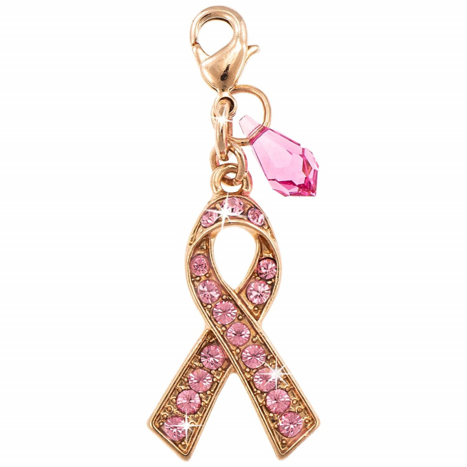 Charm placat cu Aur roz de 24K, cu cristale Swarovski, Cancer Awareness | 6255-223RG