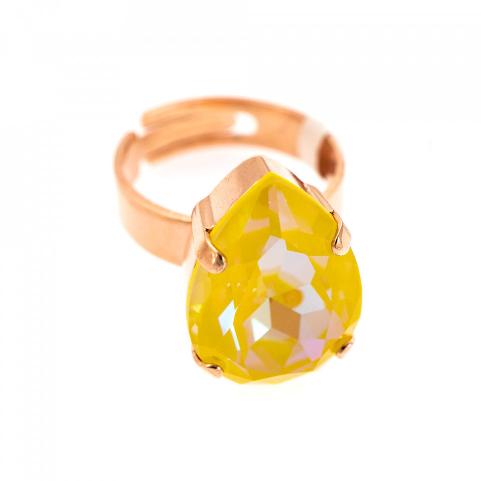 Inel placat cu Aur roz de 24K, cu cristale Swarovski, Yellow Brick Road | 7098/5-141RG