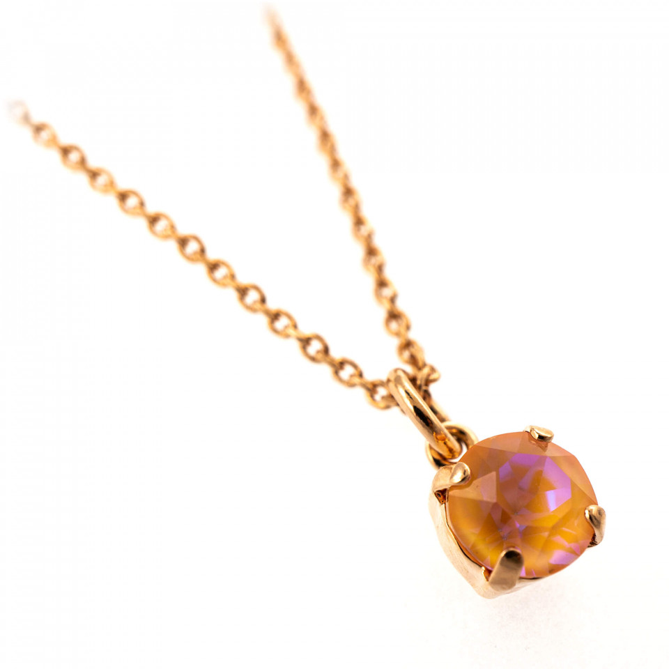 Pandantiv cu lant placat cu Aur roz de 24K, cu cristale Swarovski, Gardenia | 5440-140RG image1