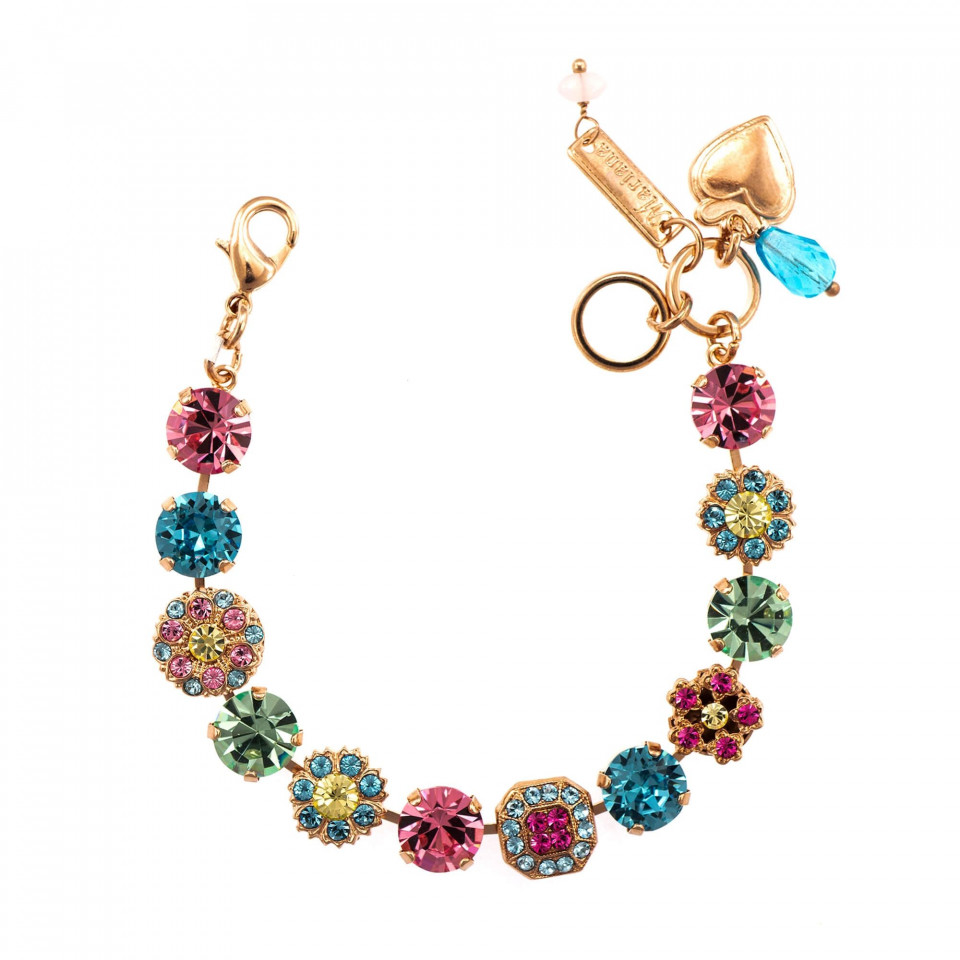 Bratara placata cu Aur roz de 24K, cu cristale Swarovski, Spring Flowers | 4245/3-2141RG