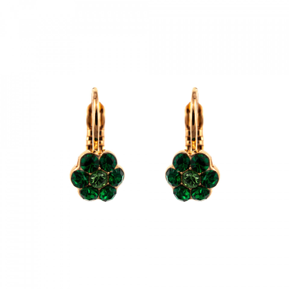 Cercei placati cu Aur roz de 24K, cu cristale Swarovski, Emerald | 1166/1-205360RG6