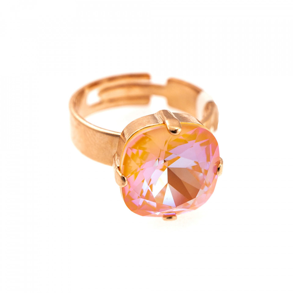 Inel placat cu Aur roz de 24K, cu cristale Swarovski, Gardenia | 7326/4-140RG