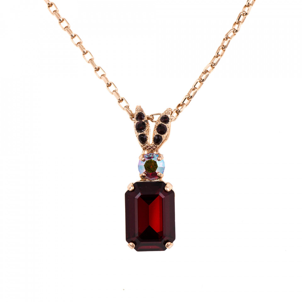 Pandantiv cu lant placat cu Aur roz de 24K, cu cristale Swarovski, Lady In Red | 5233/1-208RG