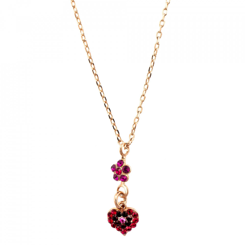 Pandantiv cu lant placat cu Aur roz de 24K, cu cristale Swarovski, FireFly | 5322/9-2140RG