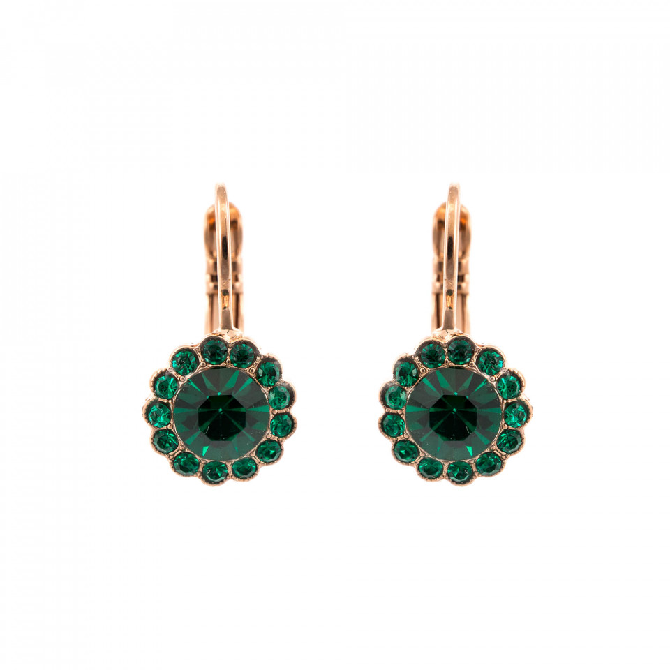 Cercei placati cu Aur roz de 24K, cu cristale Swarovski, Emerald | 1133-205205RG6