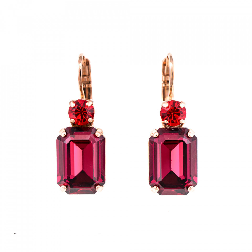 Cercei placati cu Aur roz de 24K, cu cristale Swarovski, Lady In Red | 1233/1-1070RG6