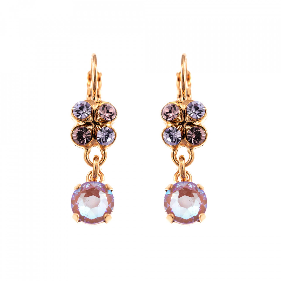 Cercei placati cu Aur roz de 24K, cu cristale Swarovski, Lavender | 1535-1910RG6