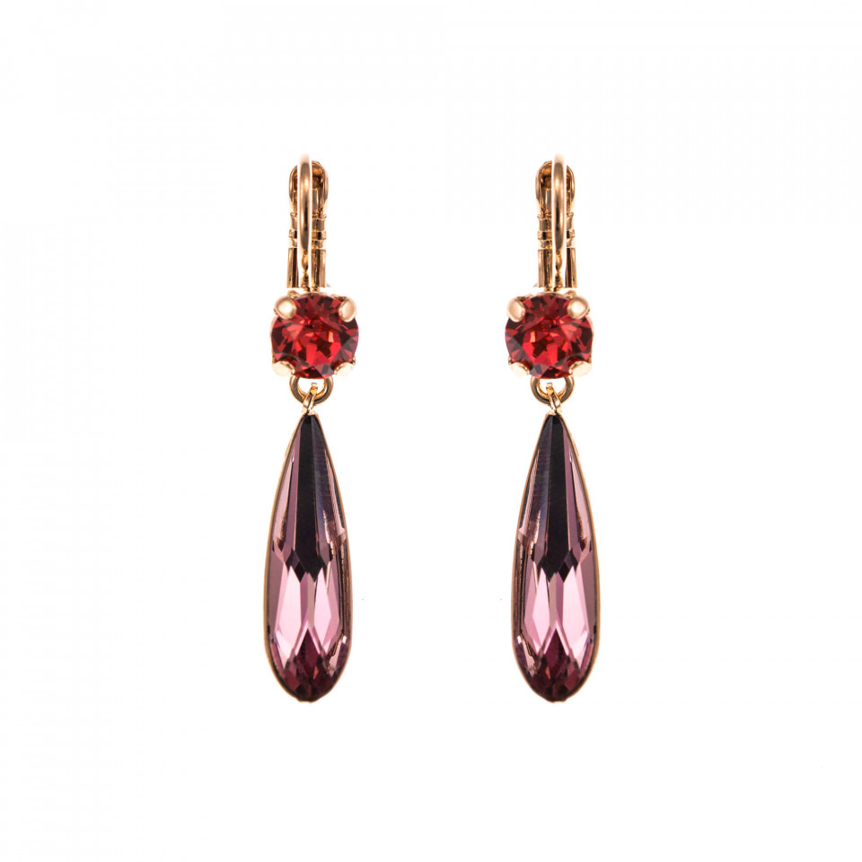 Cercei placati cu Aur roz de 24K, cu cristale Swarovski, Xenia - Odyssey | 1030/5-1091RG6
