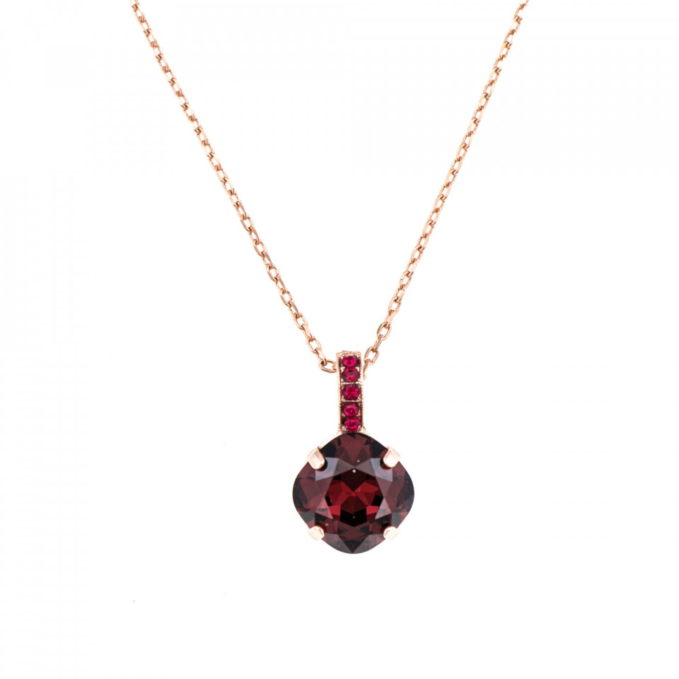 Pandantiv cu lant placat cu Aur roz de 24K, cu cristale Swarovski, Lady In Red | 5326/1-1070RG