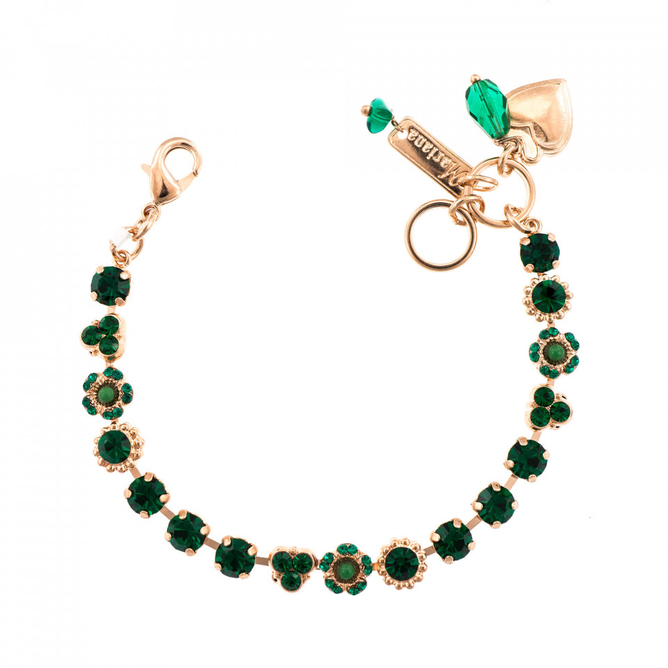 Bratara placata cu Aur roz de 24K, cu cristale Swarovski, Emerald | 4028-205205RG