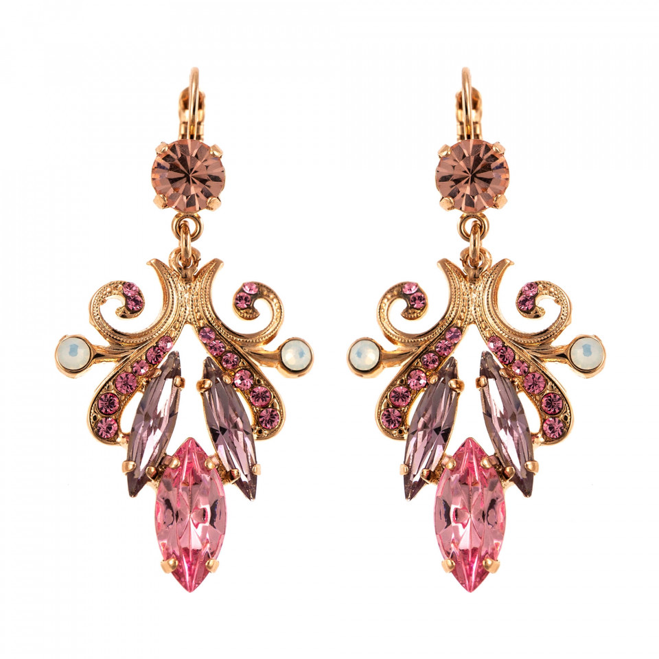 Cercei placati cu Aur roz de 24K, cu cristale Swarovski, Antigua | 1182/3-223-1RG6
