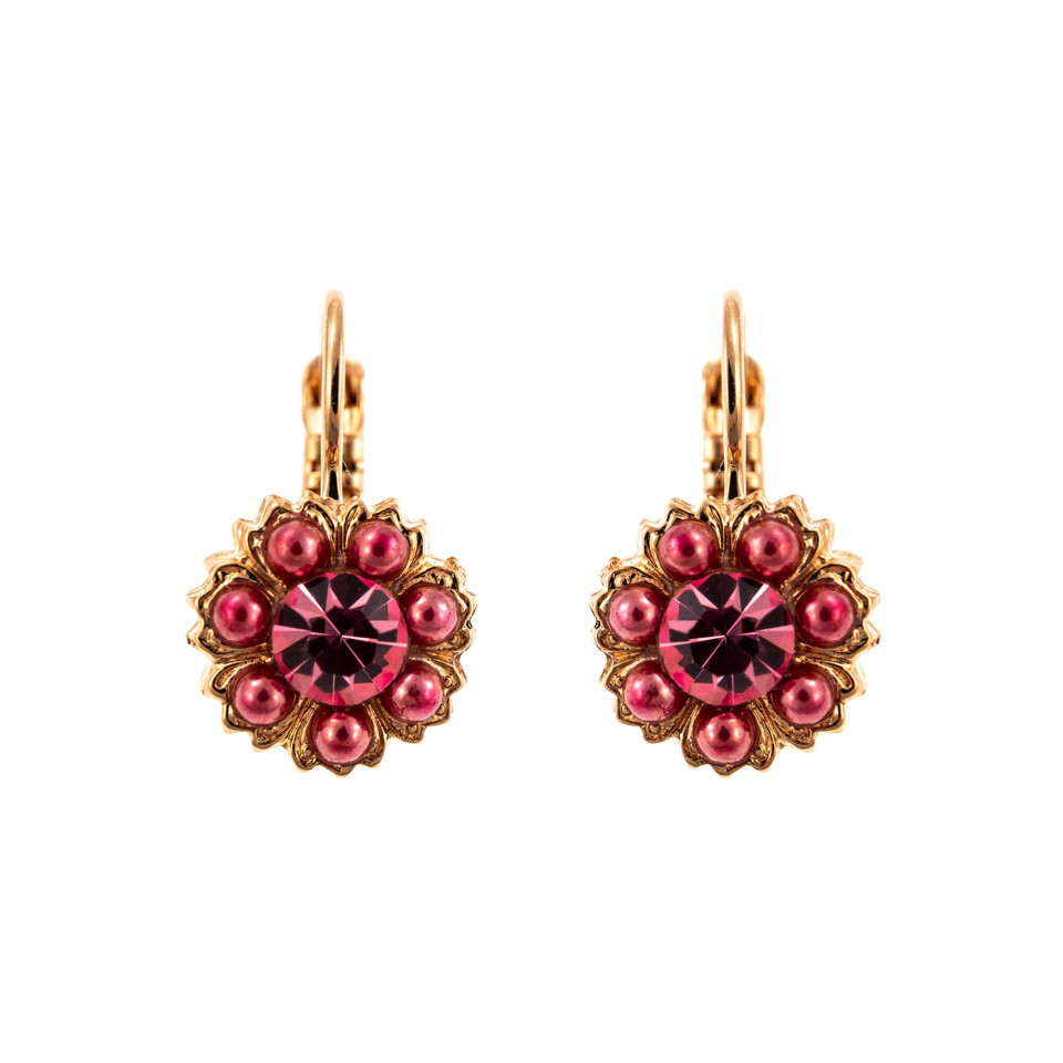 Cercei placati cu Aur roz de 24K, cu cristale Swarovski, Antigua | 1411/2-223-1RG6