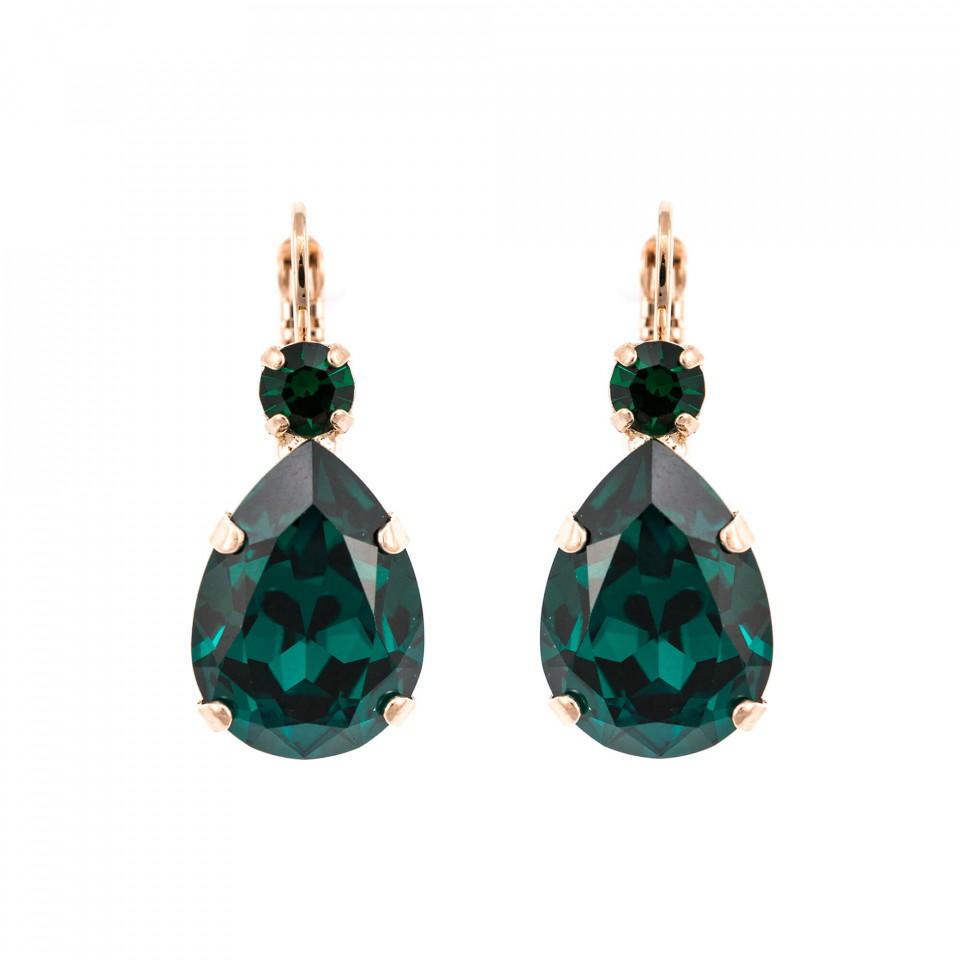 Cercei placati cu Aur roz de 24K, cu cristale Swarovski, Emerald | 1044/3-205205RG6