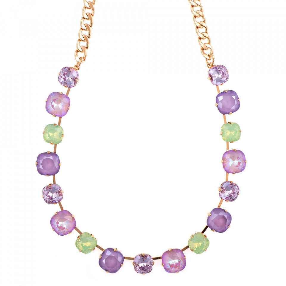 Colier placat cu Aur roz de 24K, cu cristale Swarovski, Lavender | 3326/90-1910RG