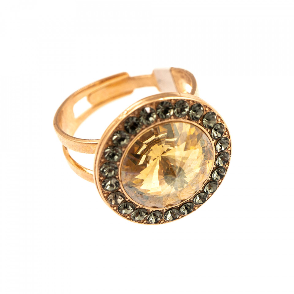 Inel placat cu Aur roz de 24K, cu cristale Swarovski, Earl Grey | 7418/1-1132RG