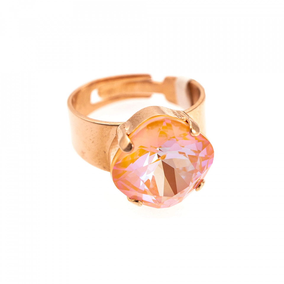 Inel placat cu Aur roz de 24K, cu cristale Swarovski, Gardenia | 7326/7-140RG