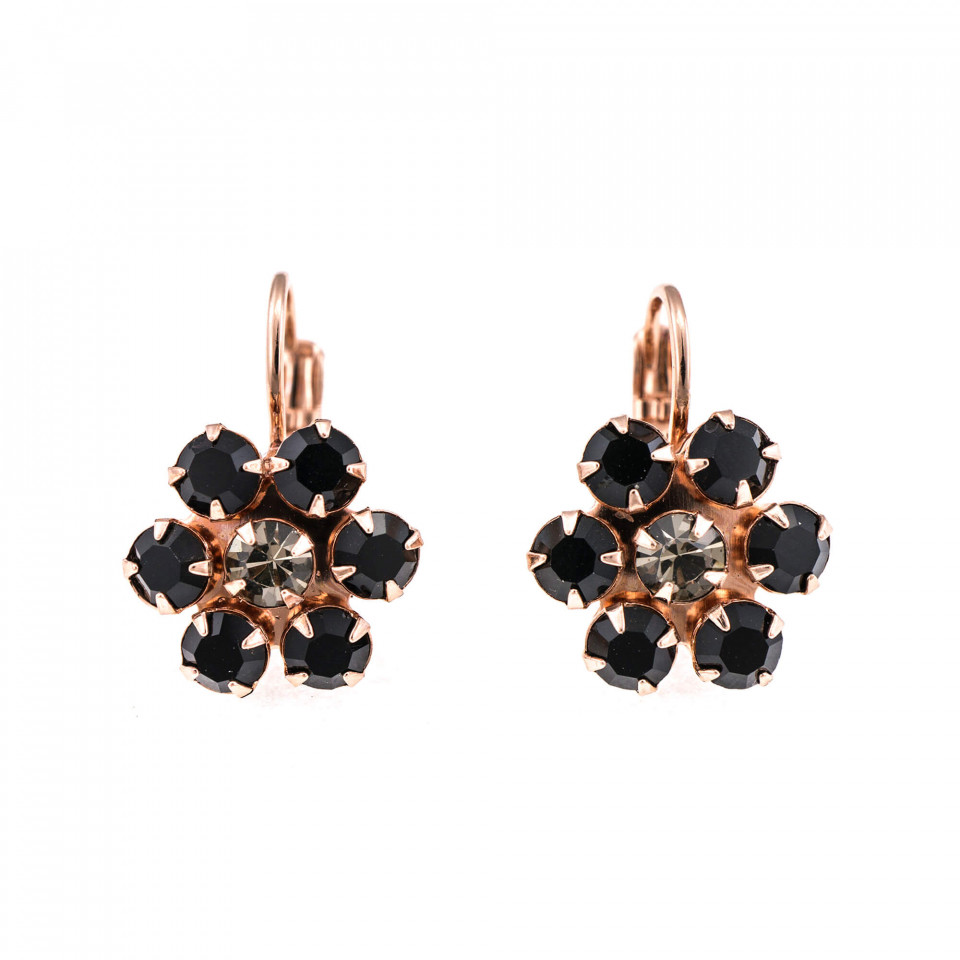 Cercei placati cu Aur roz de 24K, cu cristale Swarovski, Black Diamond | 1119-1073RG6