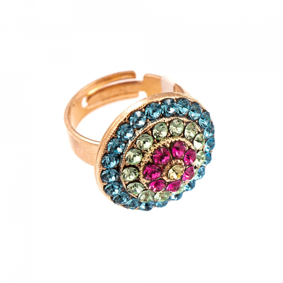 Inel placat cu Aur roz de 24K, cu cristale Swarovski, Spring Flowers | 7408/1-2141RG