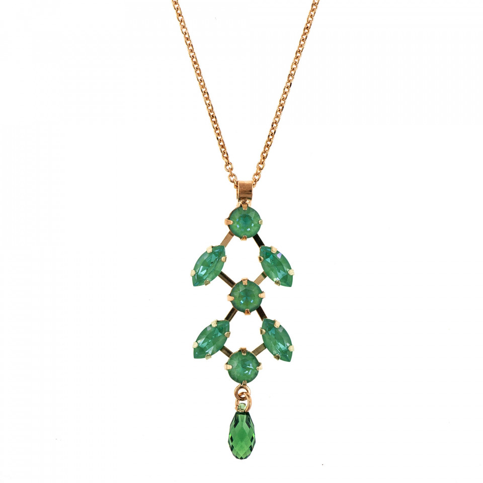 Pandantiv cu lant placat cu Aur roz de 24K, cu cristale Swarovski, Silky Sage DeLite | 5128-169169RG