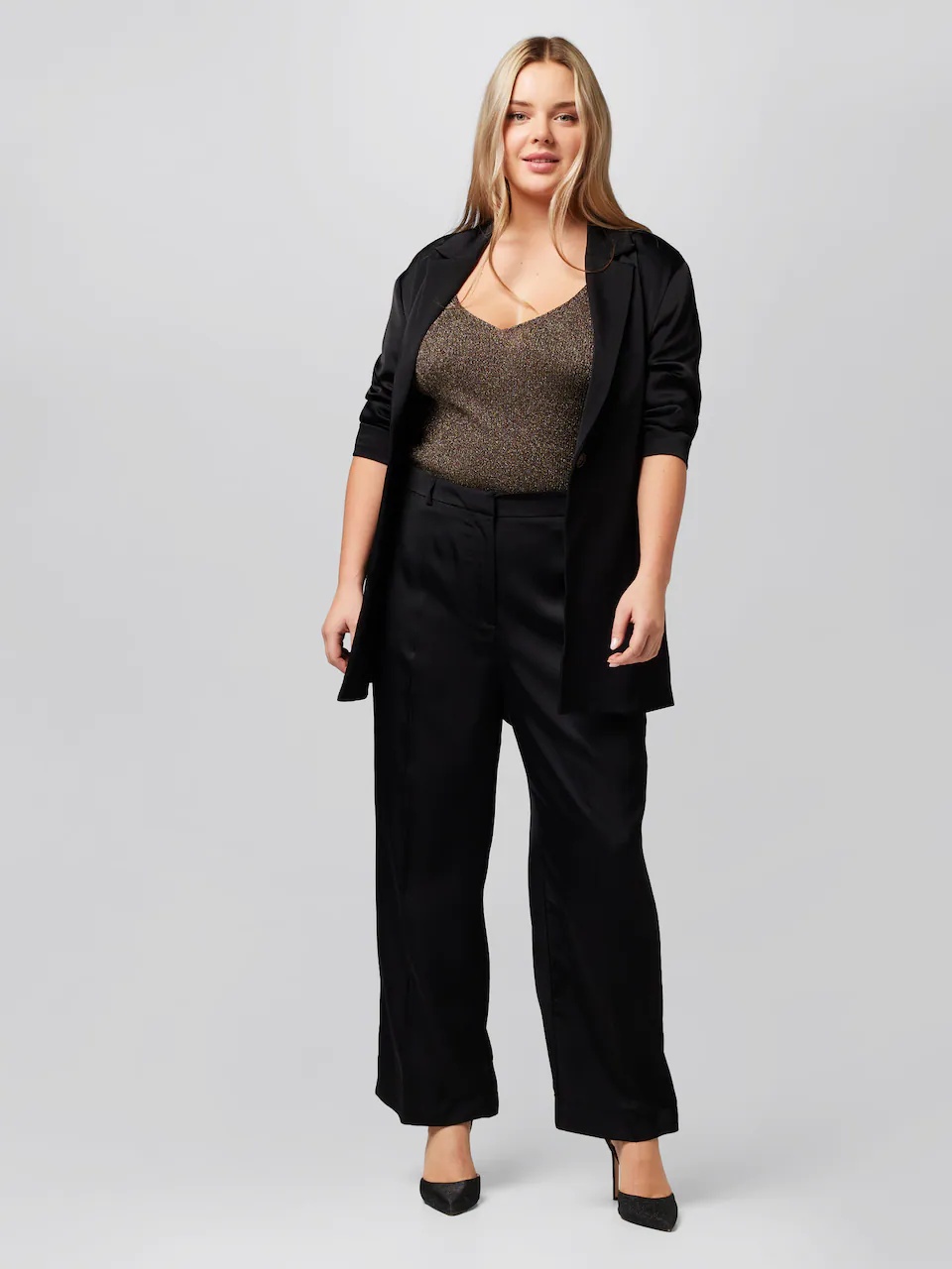 Pantaloni dama Largi cu dunga MaggieA LOT LESS pe Negru