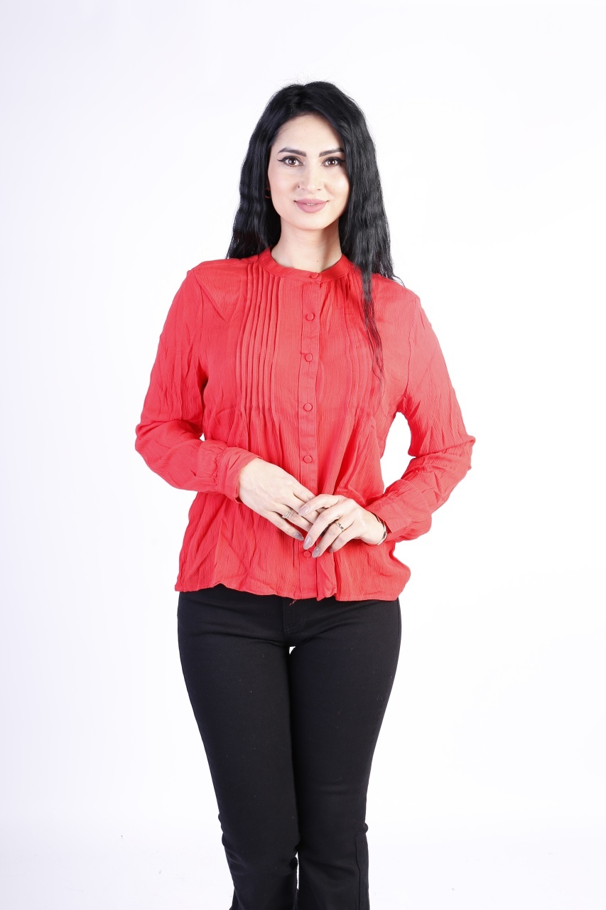 Bluza dama ICHI cu butoni falsi rosu