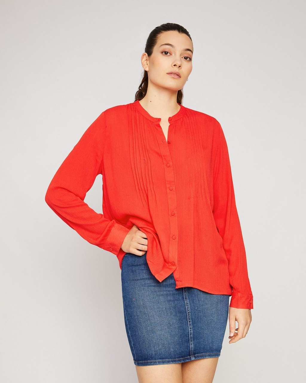 Bluza dama ICHI cu butoni falsi rosu