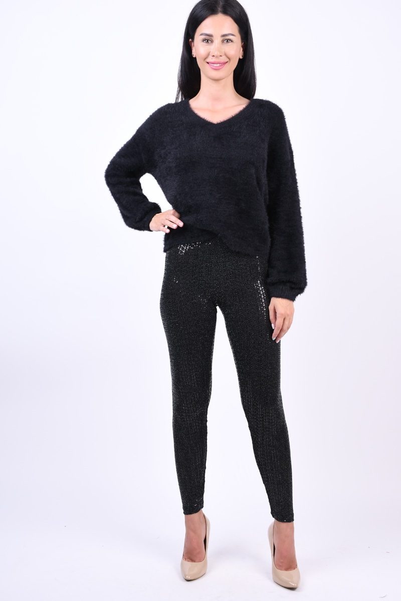 Colanti dama SHINE negri accesorizati cu paiete