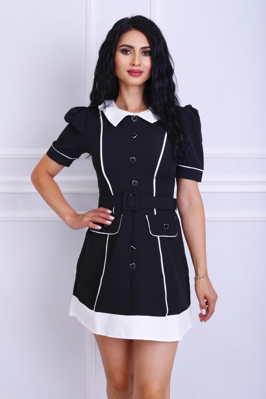 Rochie midi elegantă cu buzunare și curea în talie – stil feminin
