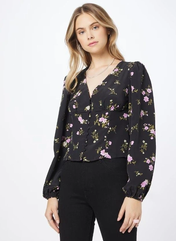 Bluza dama Oasis cu imprimeu floral negru