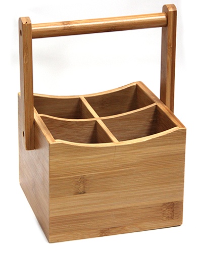 Suport lemn bambus cu 4 compartimente 15 x 15 x (H)23 cm - 16166