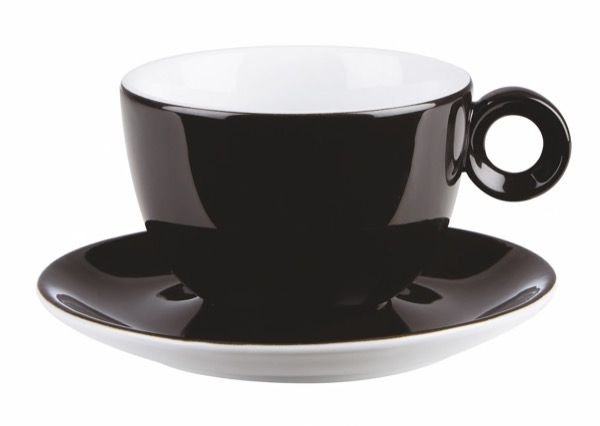 Ceasca + farfurie cappuccino Apulum Opus negru 150 ml