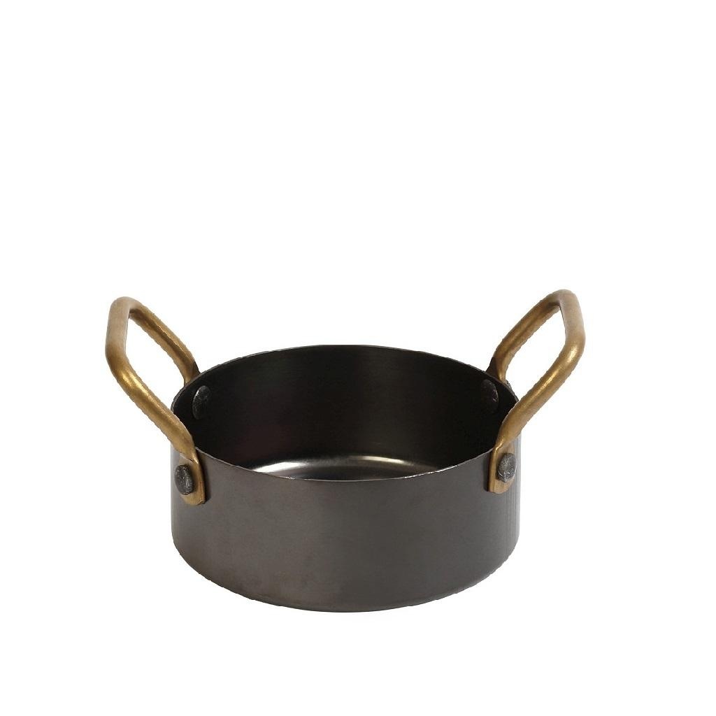 Vas servire cu manere rotund Snow Black 12 cm FEV404