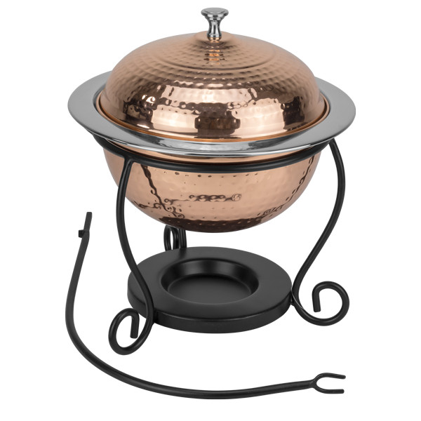 Chafing dish rotund Charm inox cu finisaj cupru 3 litri